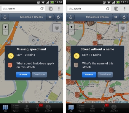 Kort as smartphone-optimised OSM editing game