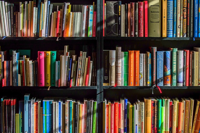 A row of books of journals in an academic library